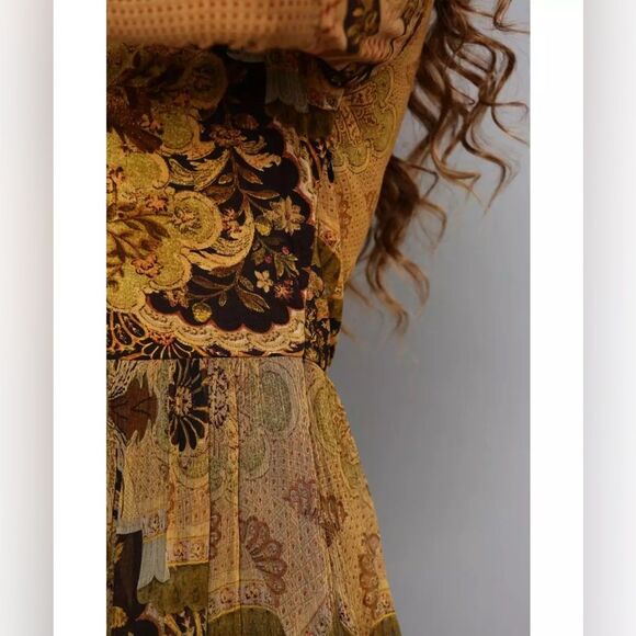 Label Ritu Kumar Gold Full Sleeves Long Fairy Dress M - Picture 5 of 12